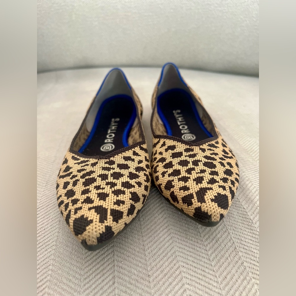 Rothy's Tan and Black Leopard Flats